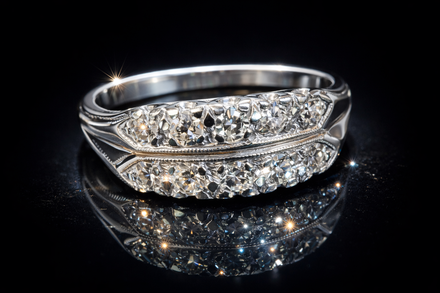 Vintage Platinum Double Row Diamond Ring (.50 CTW)