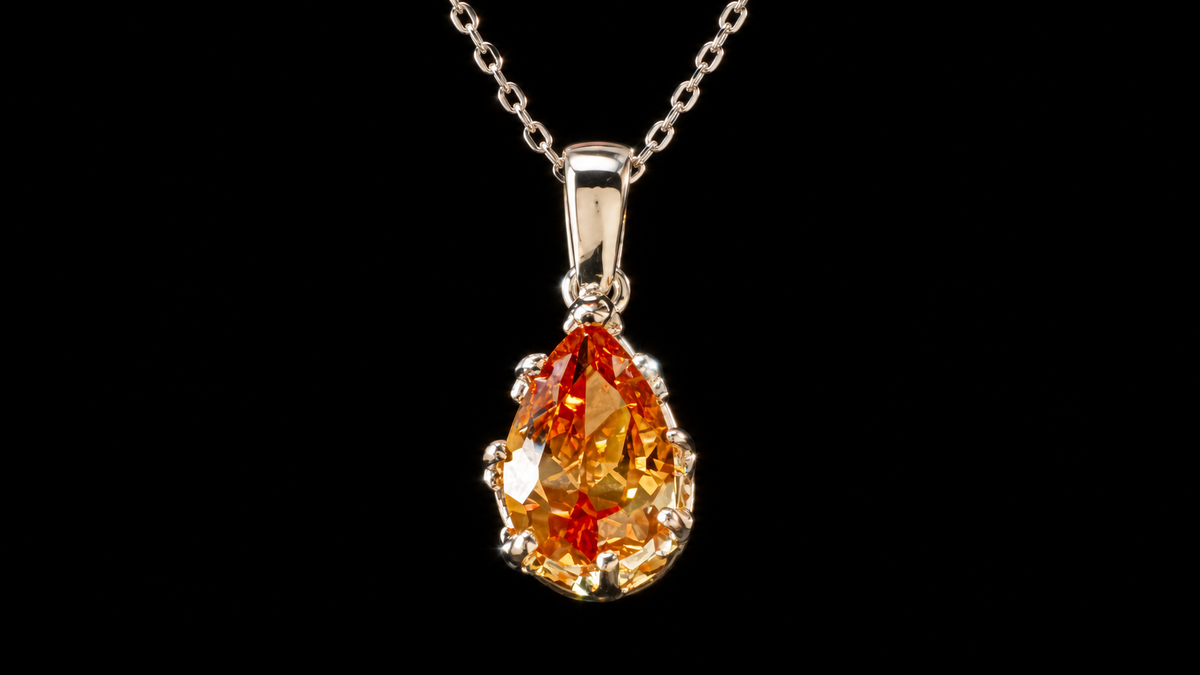 925 Rhodium Sterling Silver 9x7mm Cognac Ice Pendant & Earring Set