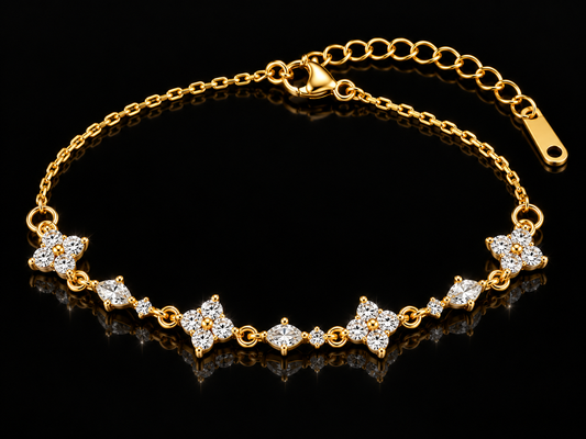 18kt Gold over Titanium Steel "Dancing Stars" Bracelet, 6.5"+2"