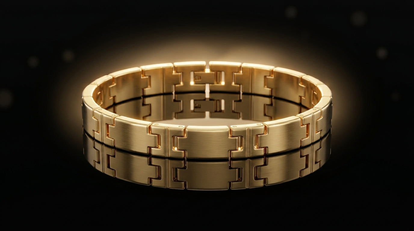 14K Yellow Gold over Stainless Steel 12mm Men's Bracelet