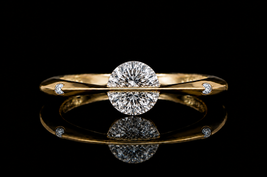 14K Yellow Gold over Sterling Silver Moissanite "Fidget Spinner" Ring
