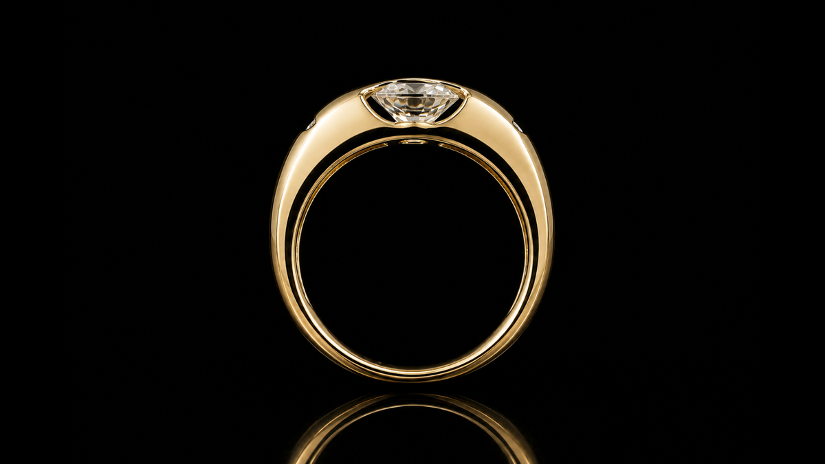 14K Yellow Gold over Sterling Silver Moissanite "Fidget Spinner" Ring