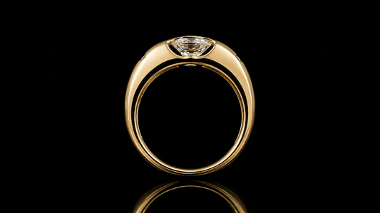 14K Yellow Gold over Sterling Silver Moissanite "Fidget Spinner" Ring