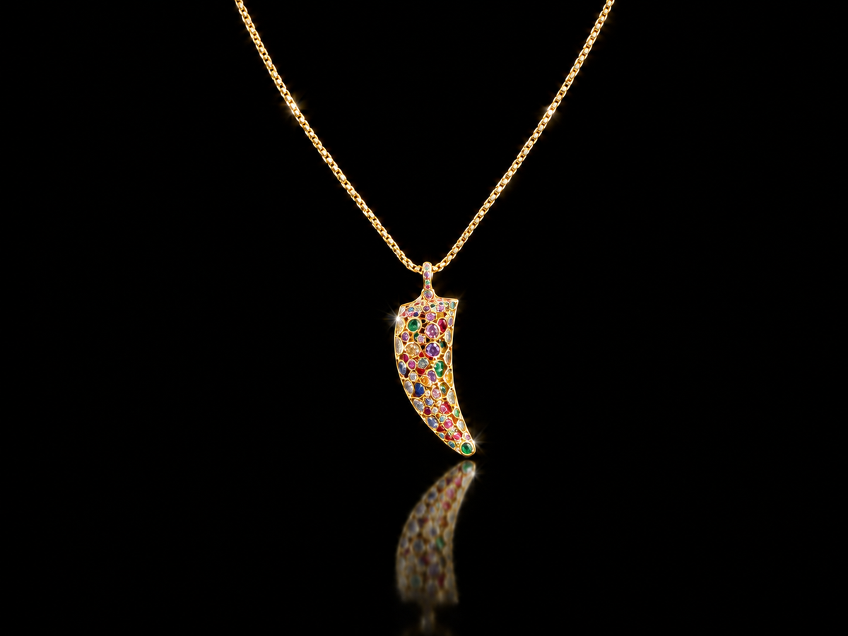 14kt/Rhodium Finished Stainless Steel 50mm Italian Horn Necklace, 18"+2"