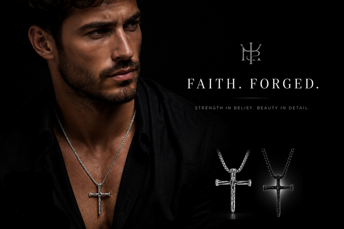 Men's Stainless Steel Textured Cross Pendant