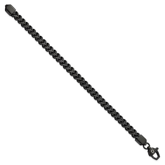 Gloss Black IP Stainless Steel Fancy Link Men’s Bracelet – 9.25" - 1622
