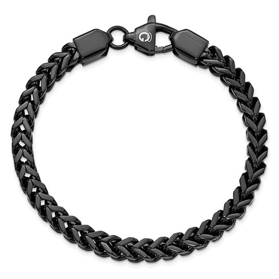 Gloss Black IP Stainless Steel Fancy Link Men’s Bracelet – 9.25" - 1622