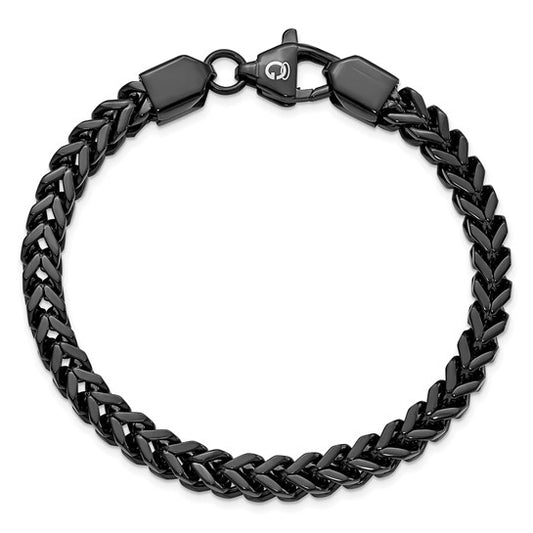 Gloss Black IP Stainless Steel Fancy Link Men’s Bracelet – 9.25" - 1622