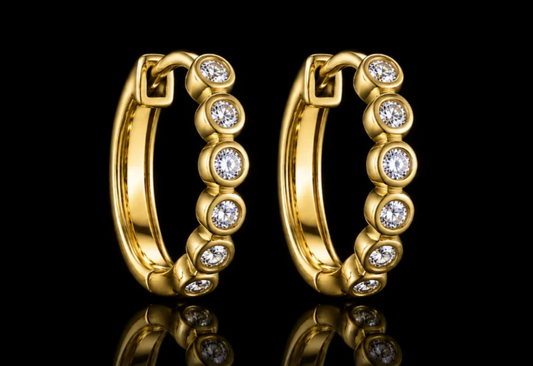 14kt.  Yellow Gold Over Stainless Steel 16mm Bezel Set  Huggies
