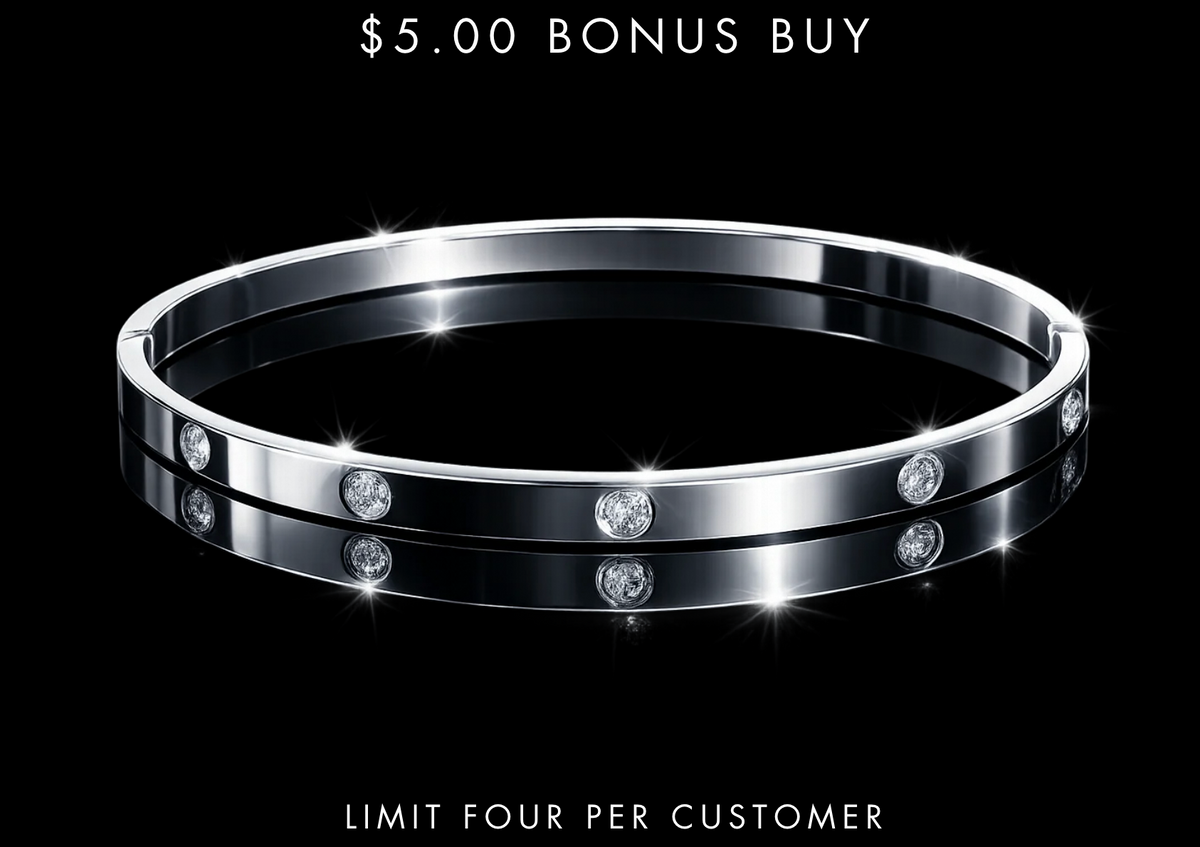 4 mm Designer Inspired Stainless Steel Cubic Zirconia  Accented Bangle Bracelet