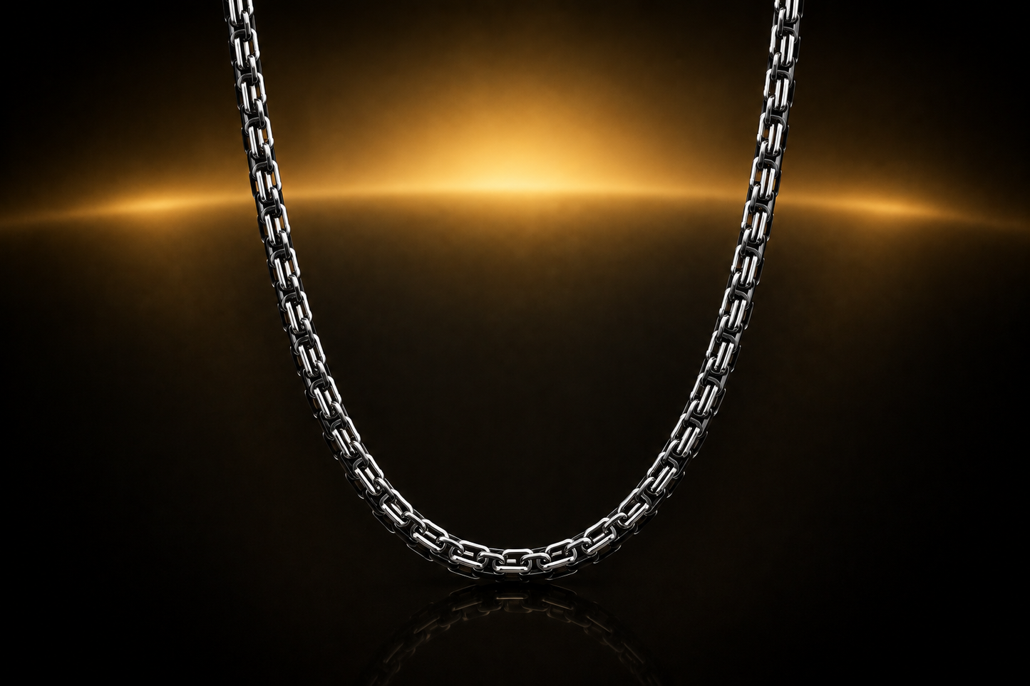 5mm Black & Silver Square Fancy Link Stainless Steel Chain, 22"