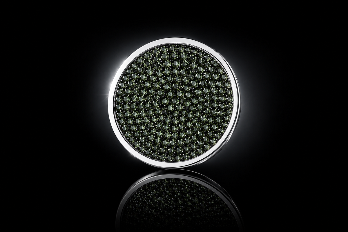 SWTL Interchangeable 33mm Coin &ndash; Dark Green Pav&eacute; Crystal (Pendant &amp; Chain Sold Separately)