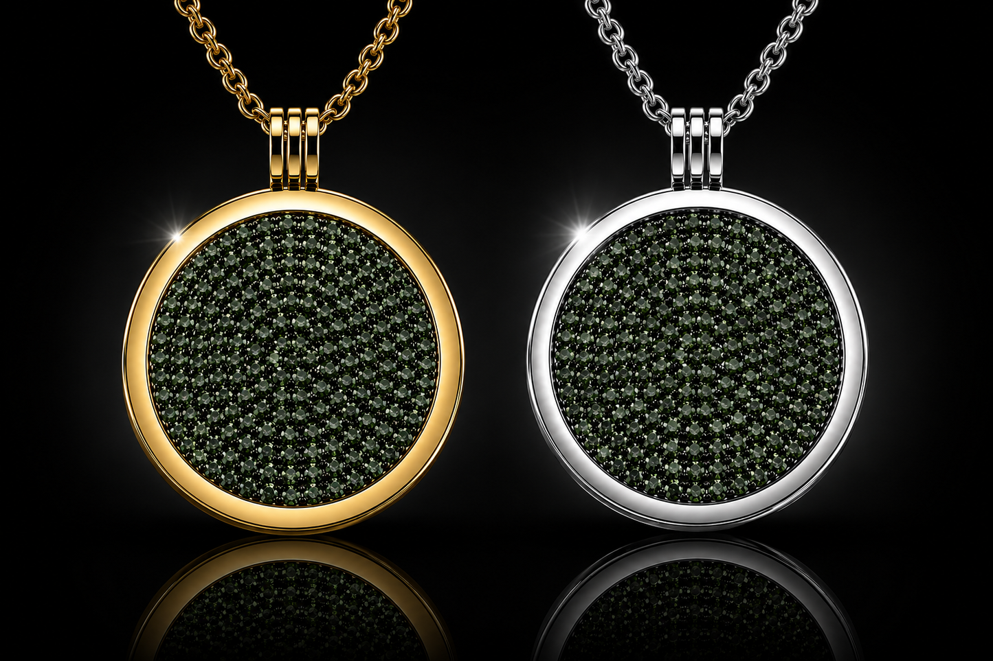SWTL Interchangeable 33mm Coin &ndash; Dark Green Pav&eacute; Crystal (Pendant &amp; Chain Sold Separately)