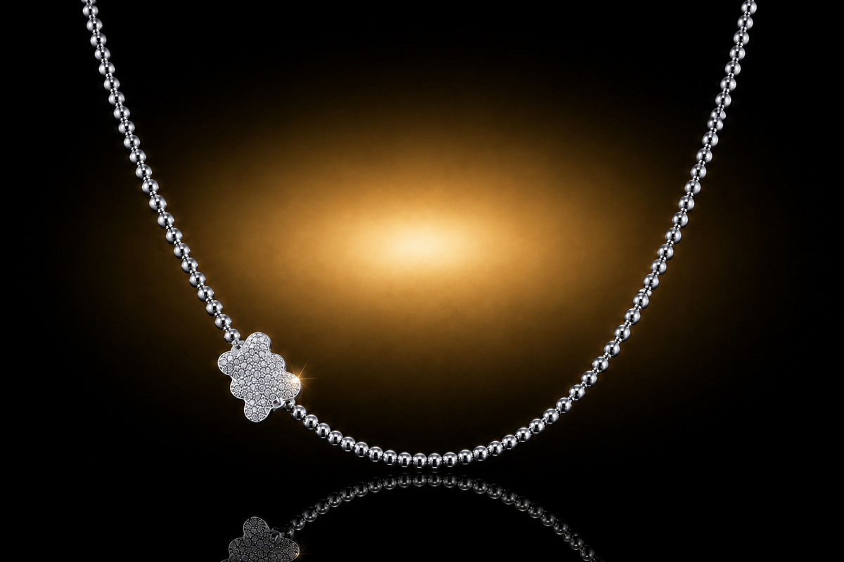 Crystal Pave' Bear Necklace, 16"+2"