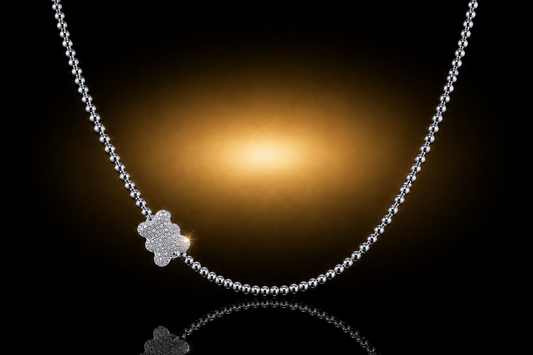 Crystal Pave' Bear Necklace, 16"+2"