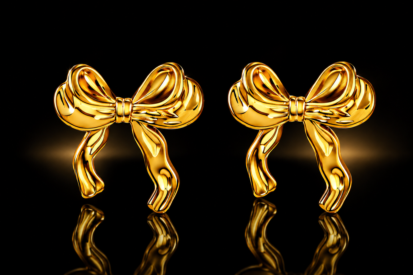18kt Gold Titanium Steel 20mm Flowing Bow Stud Earrings
