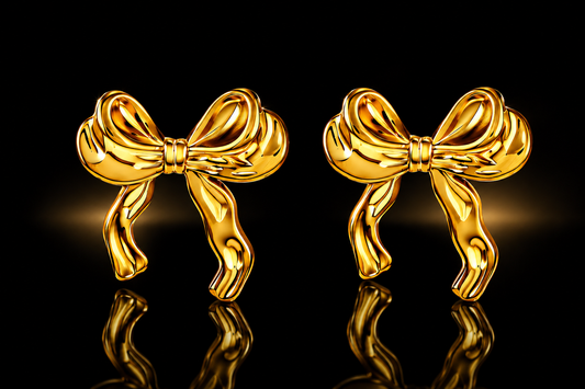 18kt Gold Titanium Steel 20mm Flowing Bow Stud Earrings