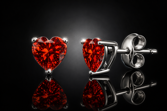925 Rhodium Finished Sterling Silver 6 mm Swarovski Heart Stud Earrings