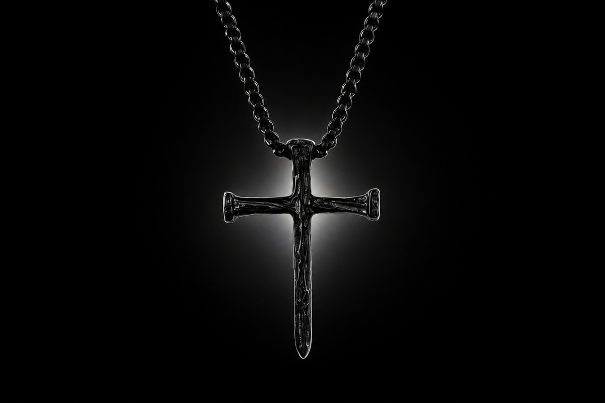 Men's Stainless Steel Textured Cross Pendant