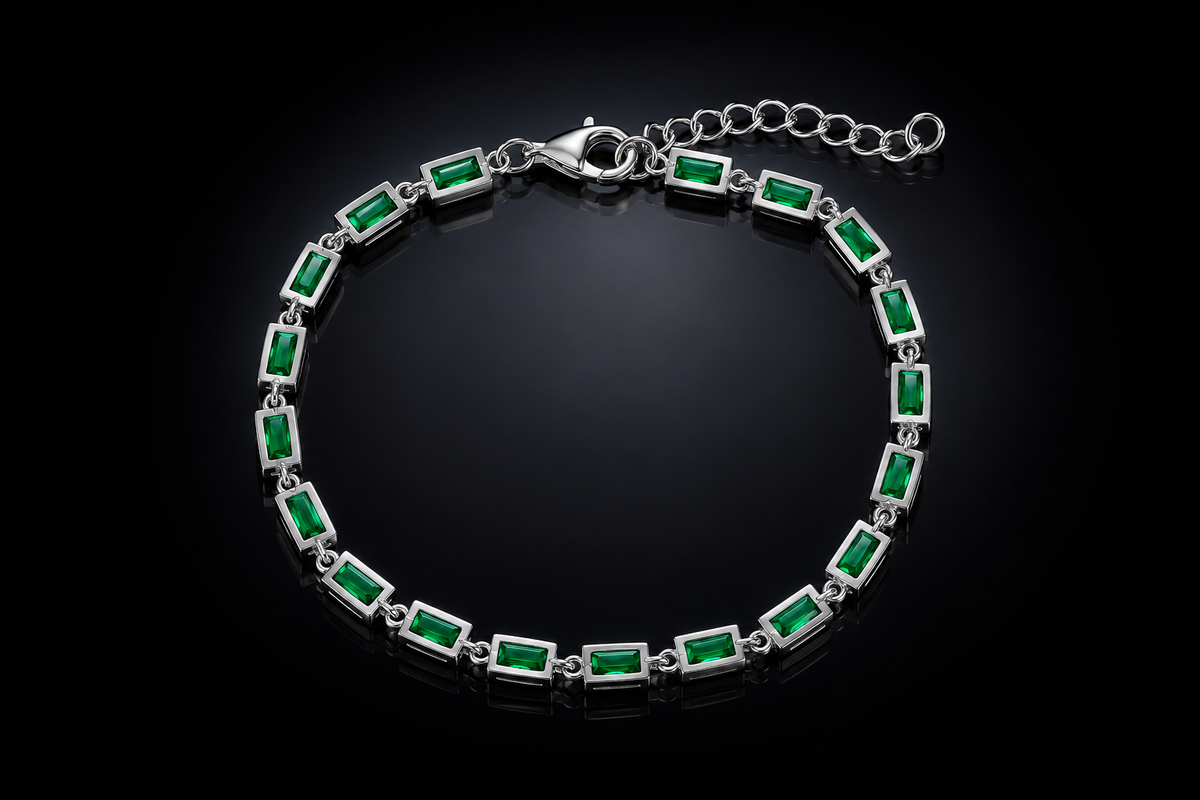 925 Lab Grown Emerald Bracelet 1.5ctw