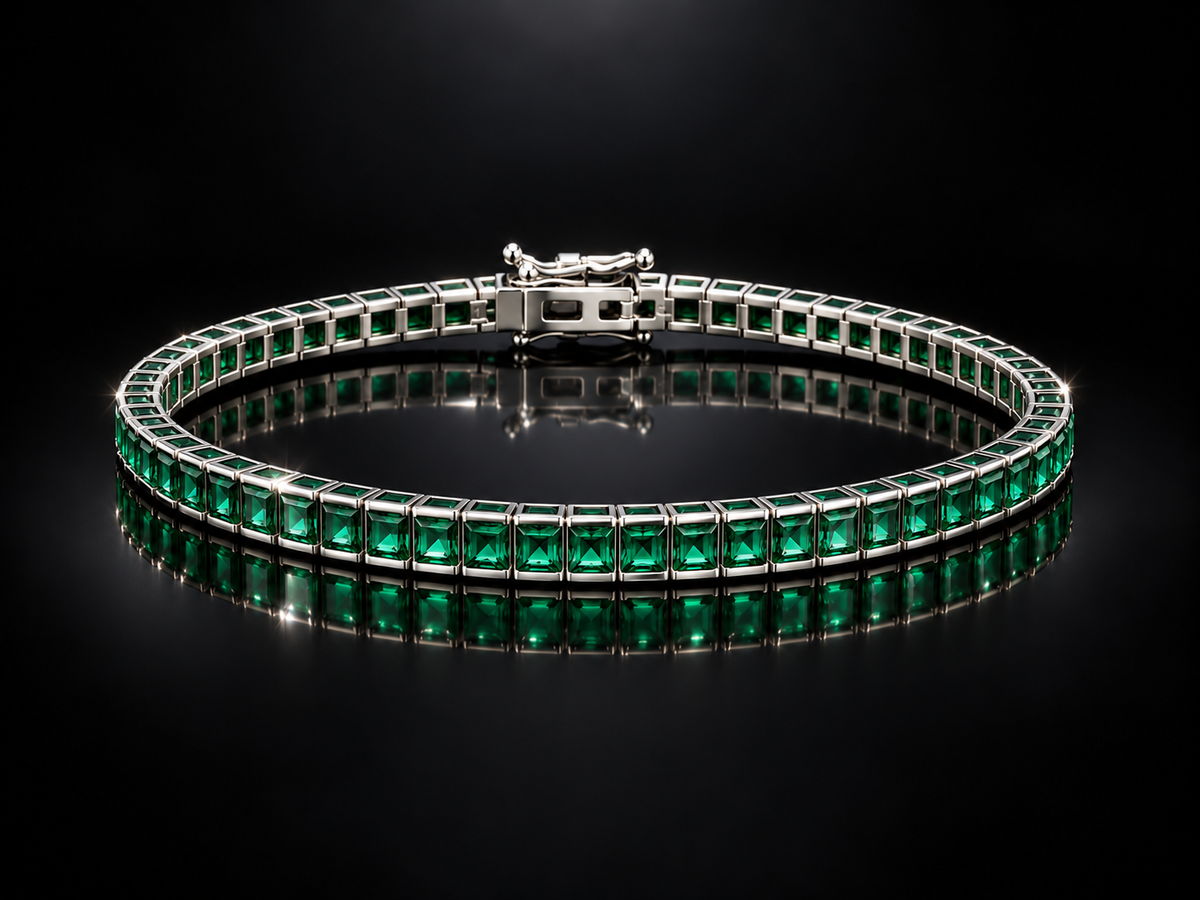 925 Triple Rhodium 6.75 CTW Lab Gemstone Channel Set Bracelets - Ruby, Sapphire & Emerald