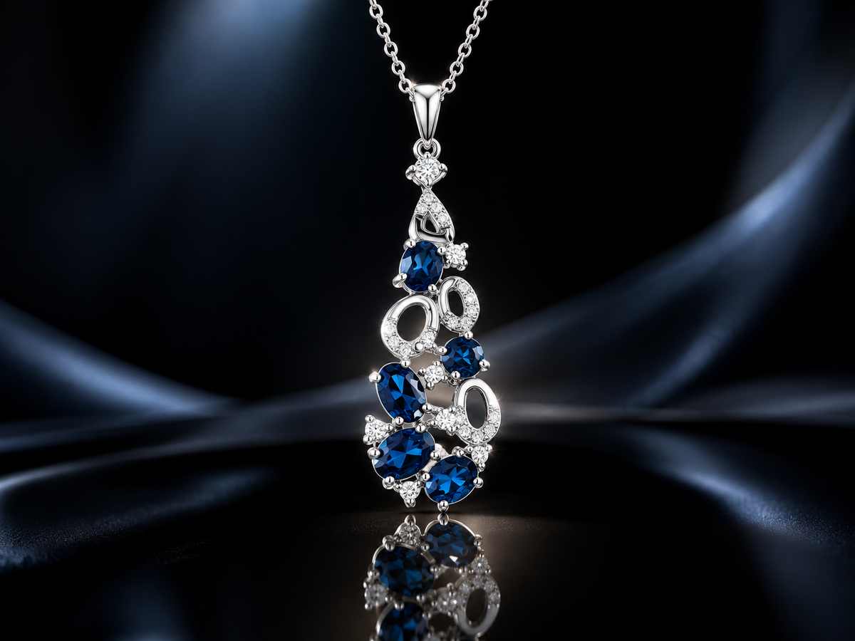 925 Italian Sterling Silver 10.56 CTW London Blue & White Topaz Pendant & Earring Set