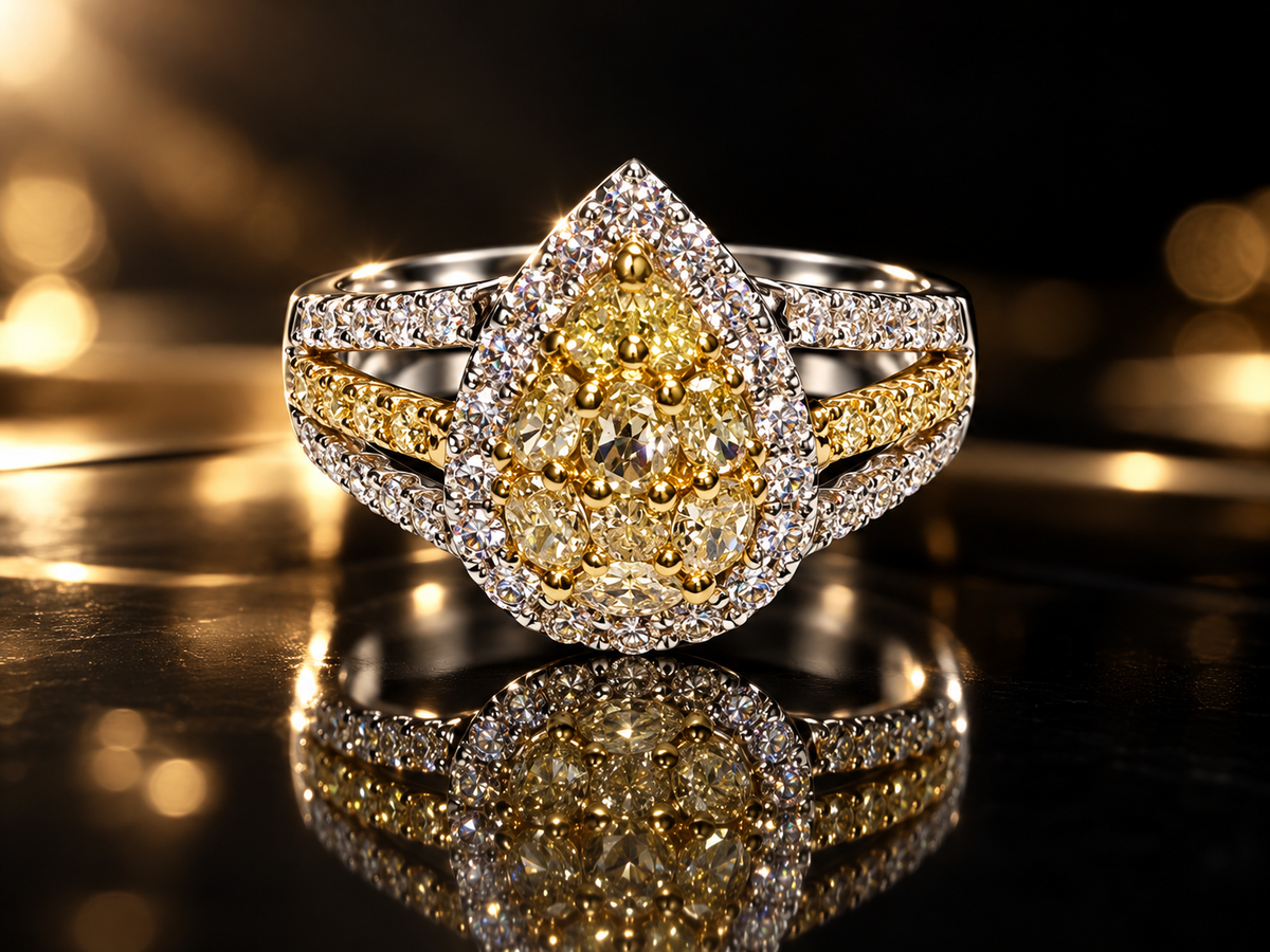 18kt White & Yellow Gold 1.59 CTW Fancy Yellow & White Diamond Ring by Roman & Jules