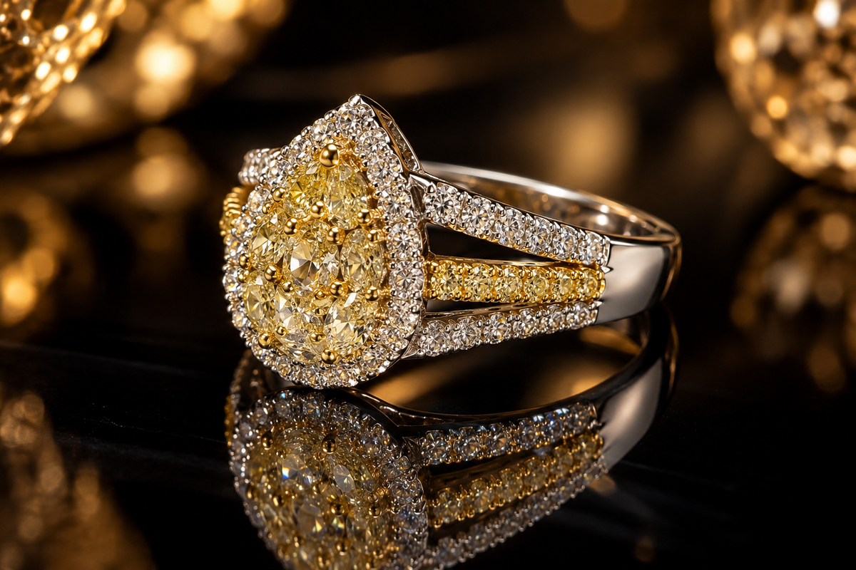 18kt White & Yellow Gold 1.59 CTW Fancy Yellow & White Diamond Ring by Roman & Jules