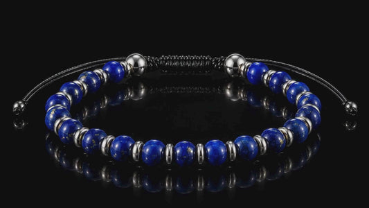 8mm Genuine Gemstone 316L Stainless Steel Bead Bolo Bracelets - Lapis, Tiger's Eye & Picasso Jasper
