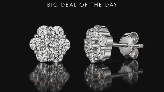 950 Platinum Finished Petite Fleur 7 Diamond Crystalline Stud Earrings by Anna Zuckerman
