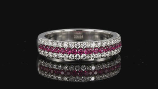 925 Sterling Silver Lab Pink & White Sapphire Micro Pavé 4mm Ring