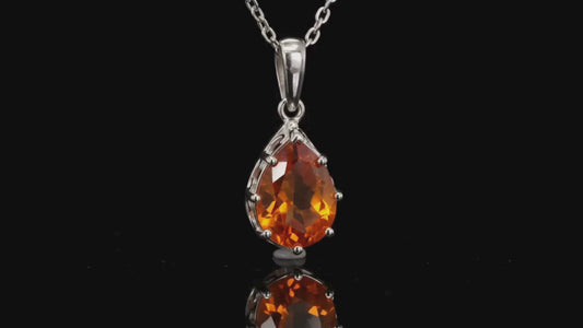 925 Rhodium Sterling Silver 9x7mm Cognac Ice Pendant & Earring Set