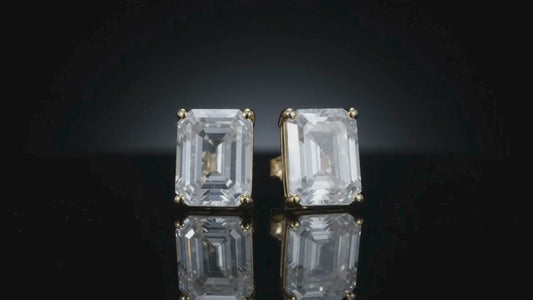 14kt Yellow Gold 2 CTW (VS1-F) Emerald Cut Lab Diamond Stud Earrings